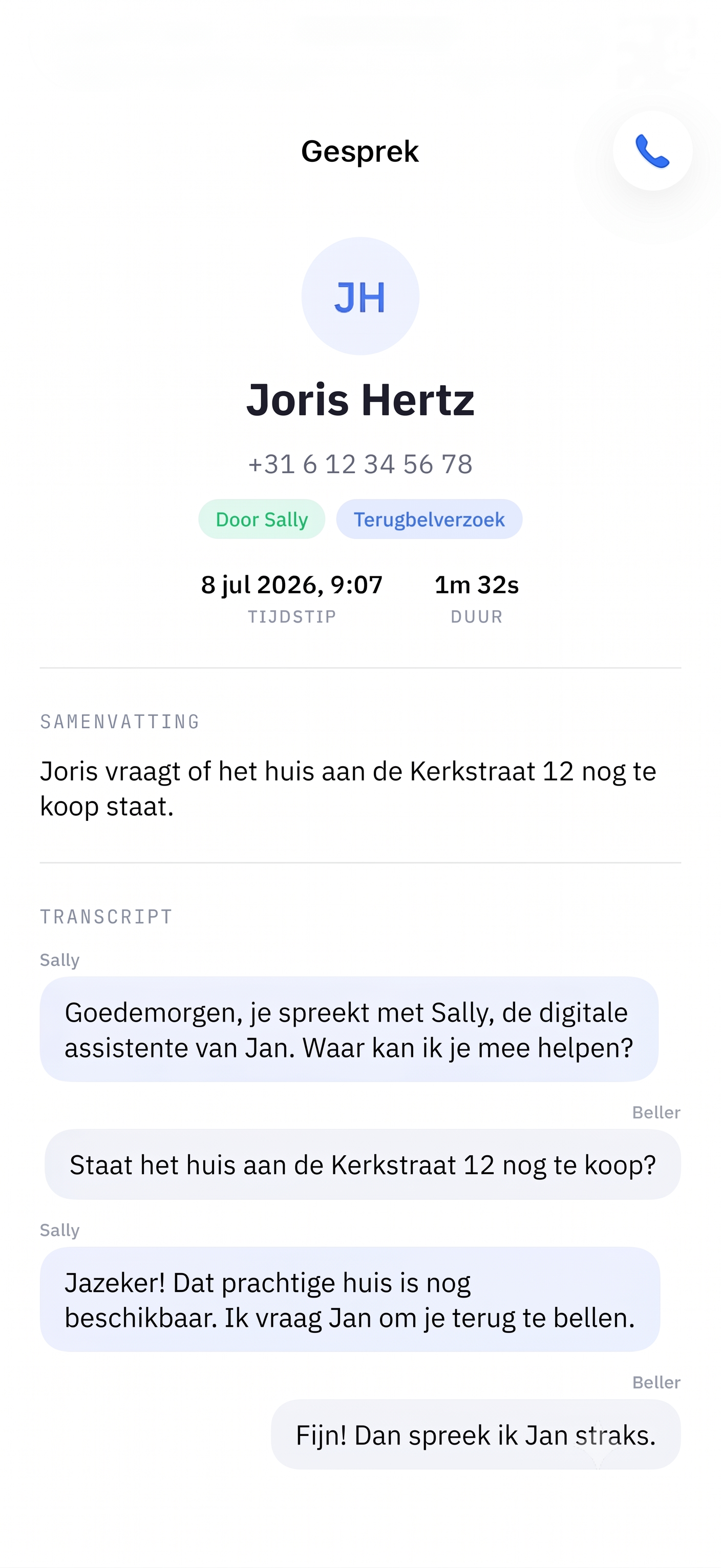 Screenshot van de Hello Sally app — Screenshot 02