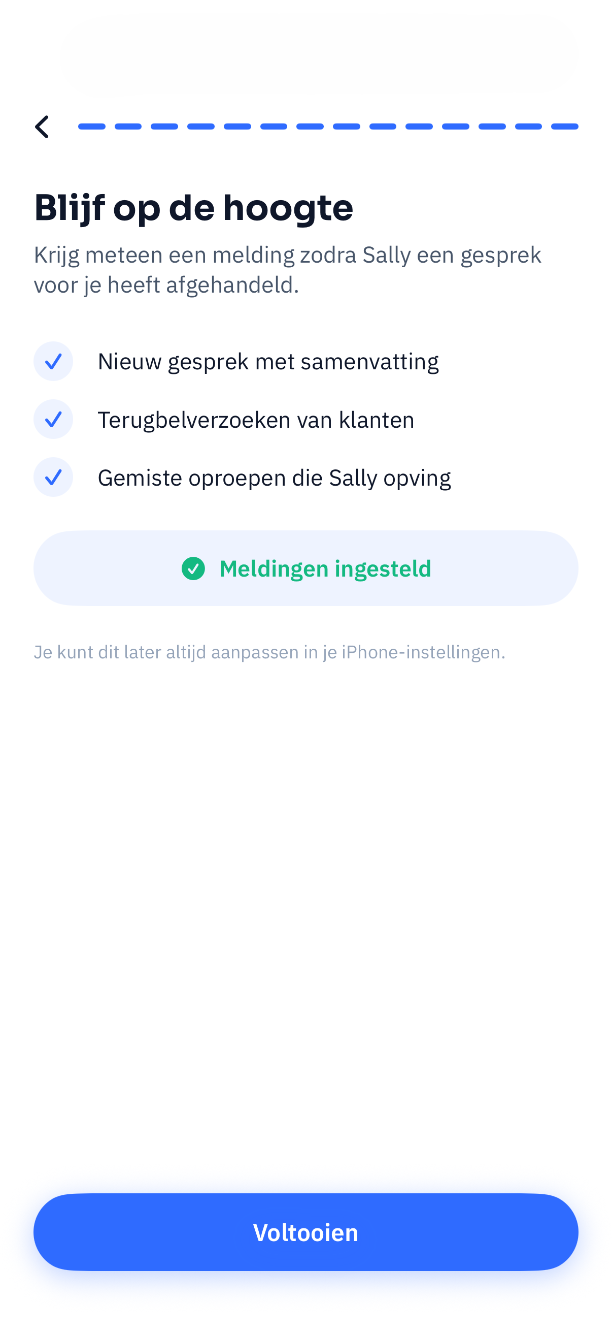 Scherm waarin je meldingen instelt